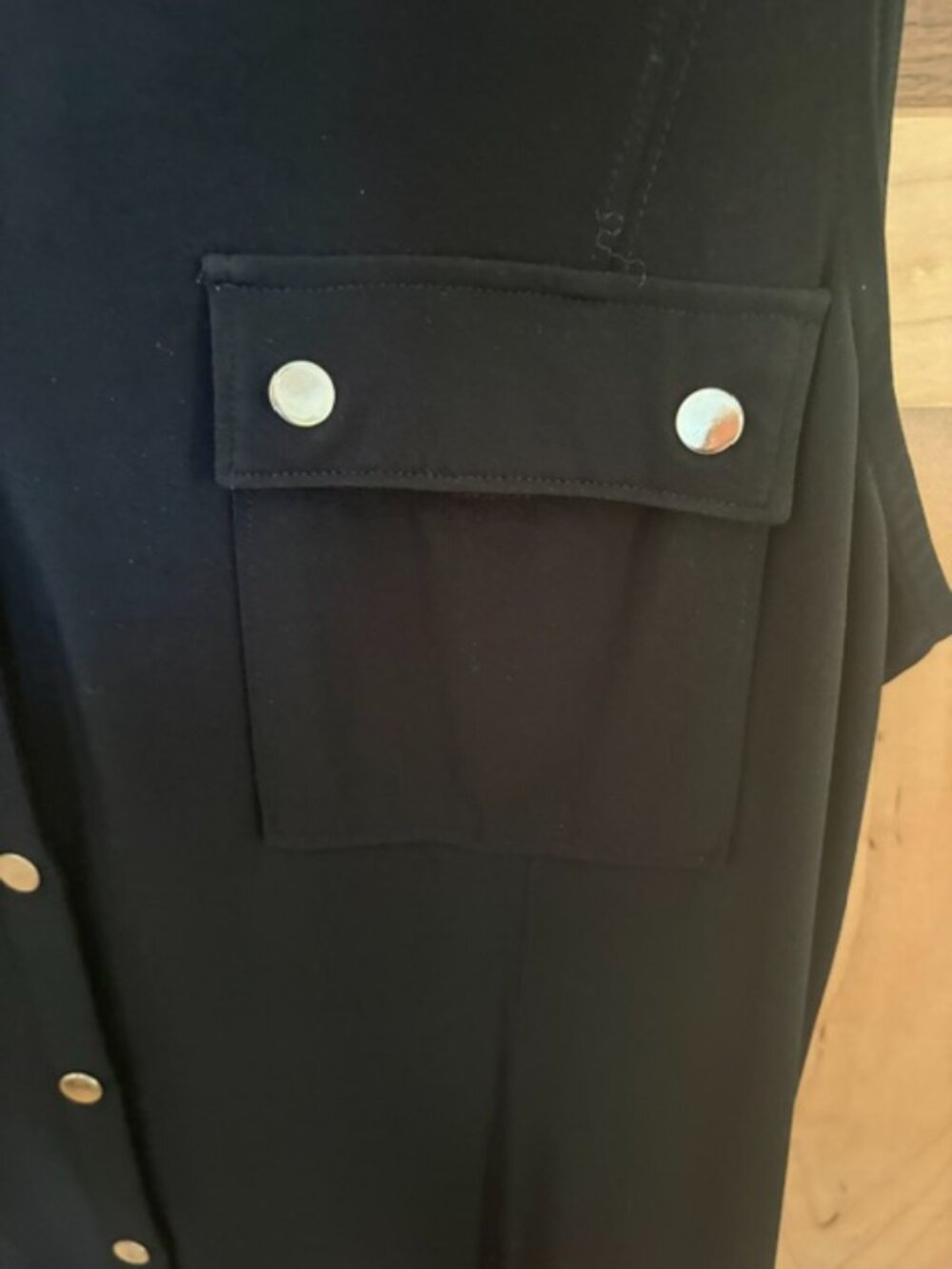 Chico's Black Sleeveless Gold Button Maxi Shirt Dress - Chico's size 3 (XL) - Picture 5 of 7